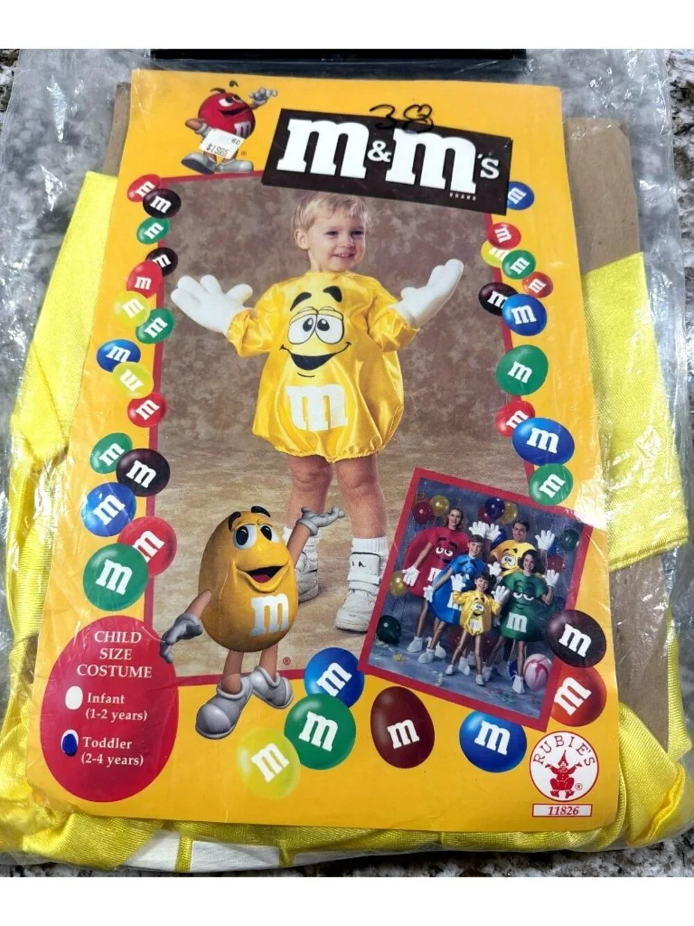 M&Ms Yellow Toddler Costume 2-4 Years New